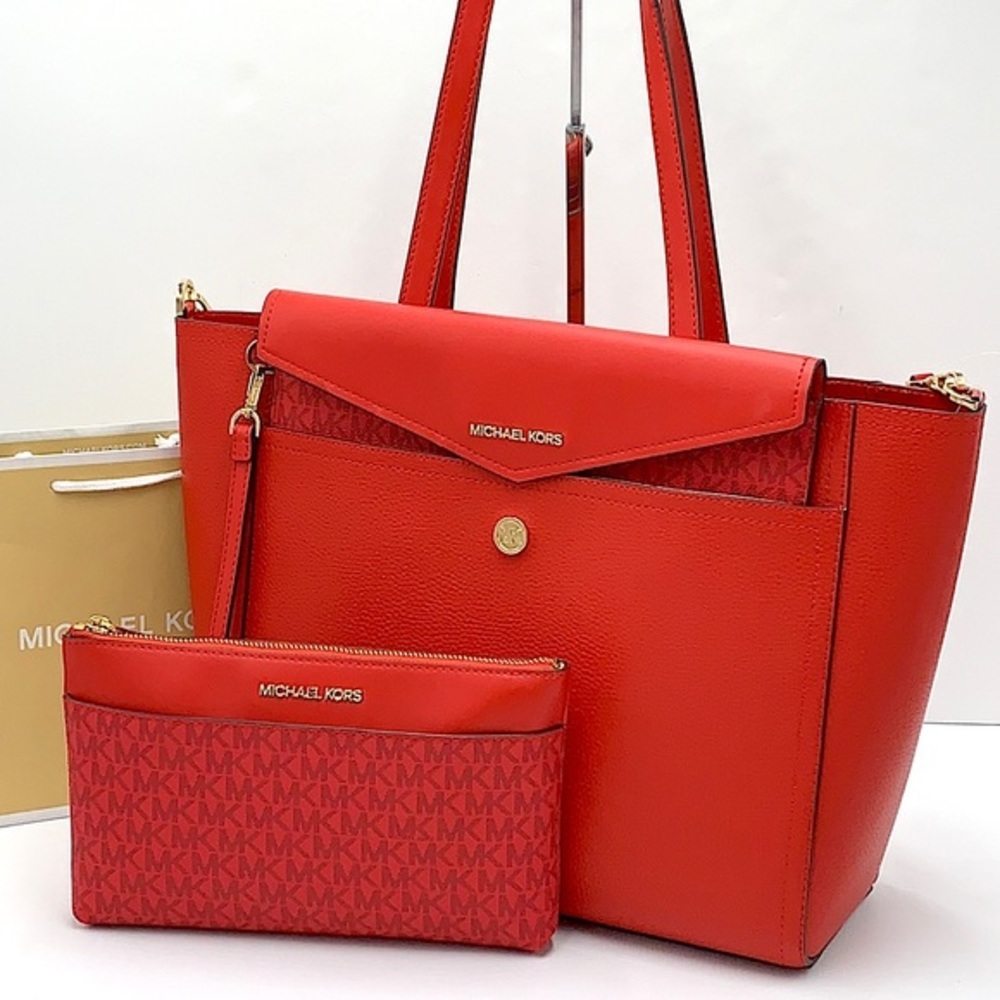 MICHAEL KORS
Maisie Large Pebbled Leather 3-in-1 Tote Bag Flame multi color